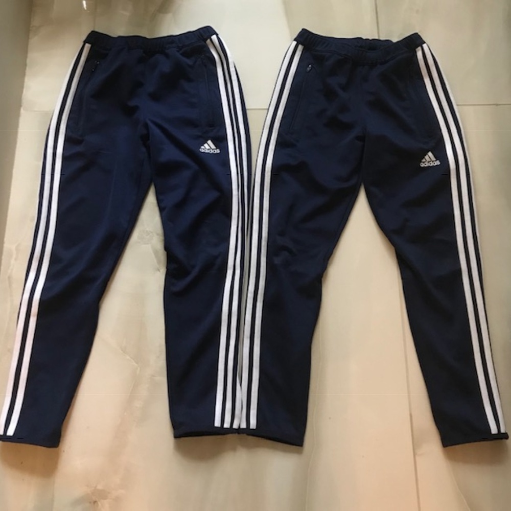 2 Adidas boys athletic gym sweat pant Navy Youth S